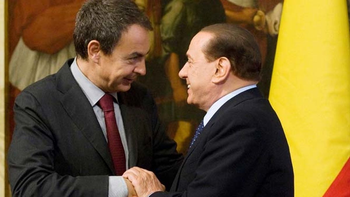 Zapatero y Berlusconi en Roma