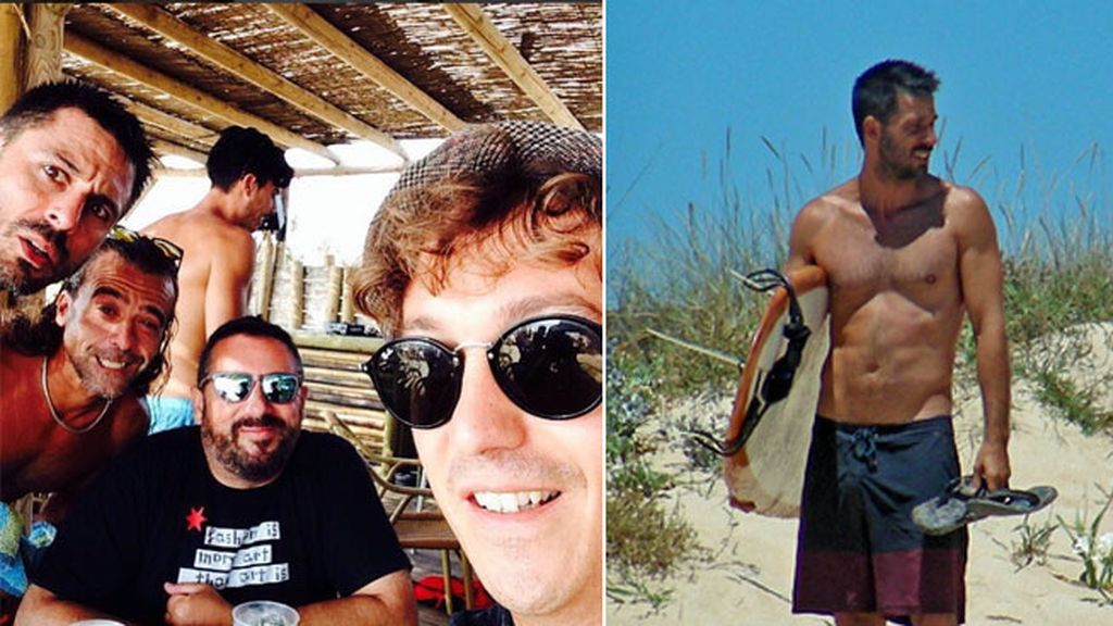 Surf, amigos... Hugo Silva disfruta con Pepón Nieto y Belén López de su Cádiz 'way of life'