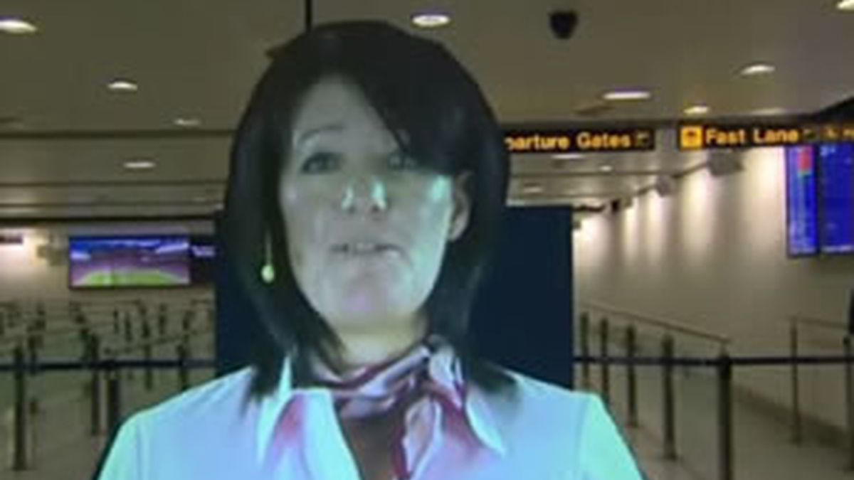 Holograma de un empleado del aeropuerto de Manchester
