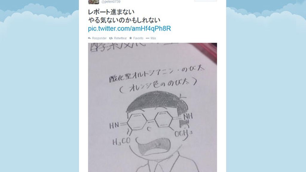 Nobita abrumado en una clase de ciencias