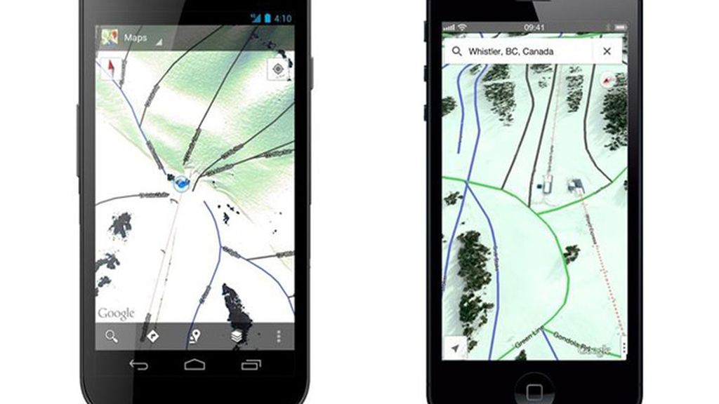 Google Maps muestra las estaciones de esquí de EEUU y Canadá