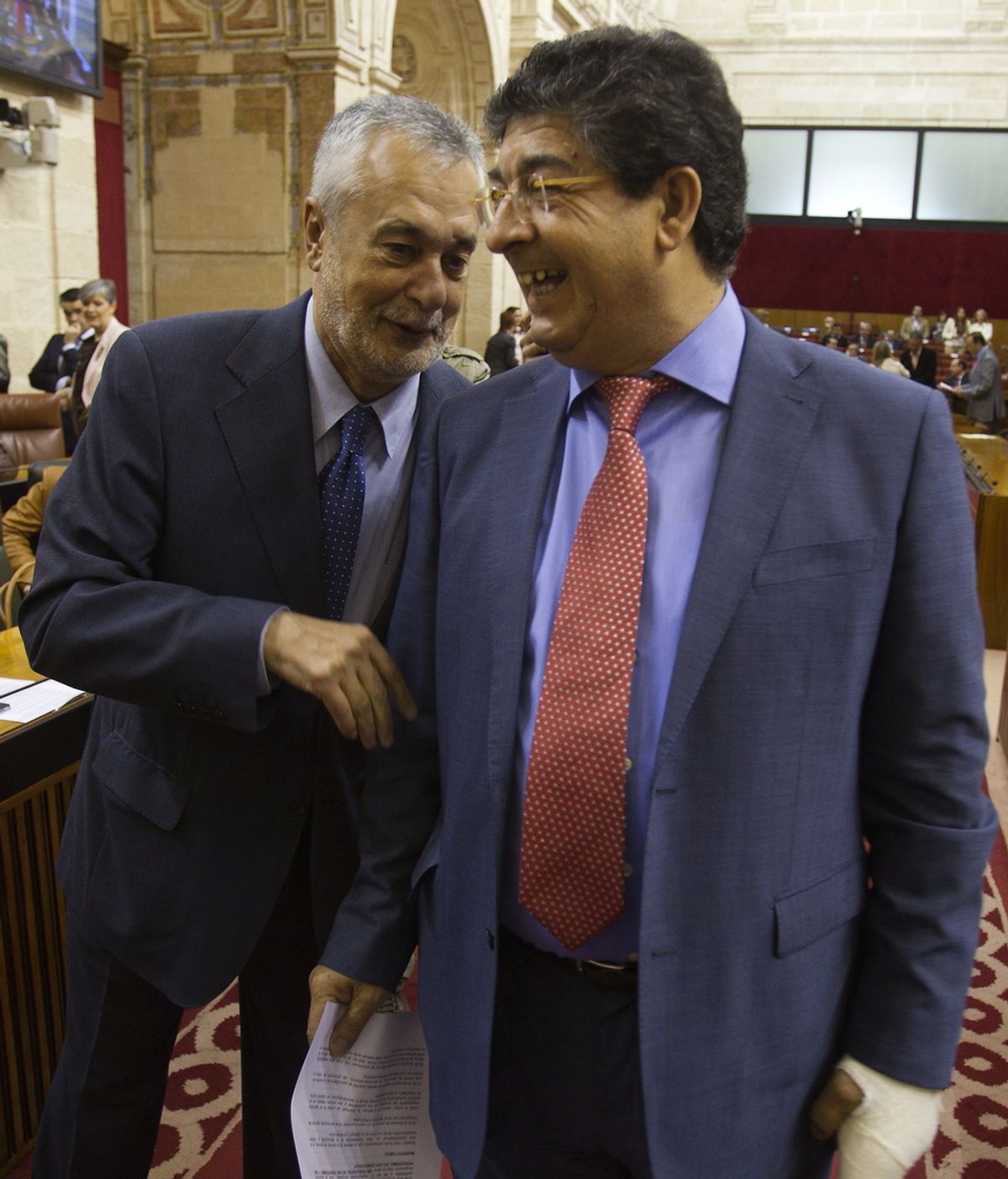 José Antonio Griñán y Diego Valderas en el Parlamento andaluz