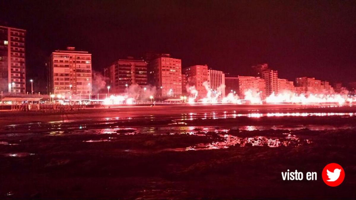 Gijón ardió con el ascenso de Sporting