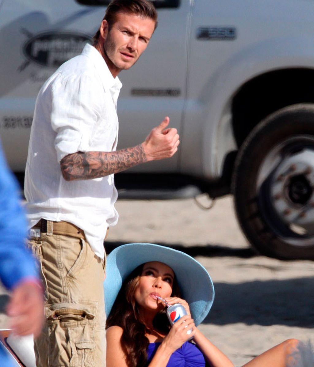 Beckham y Sofia Vergara, juntos en la playa
