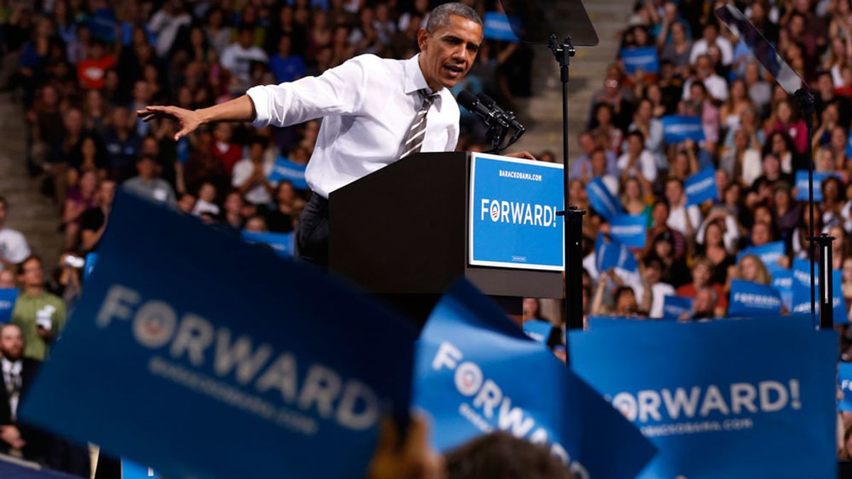 Obama durante su mitin en la Universidad de Colorado