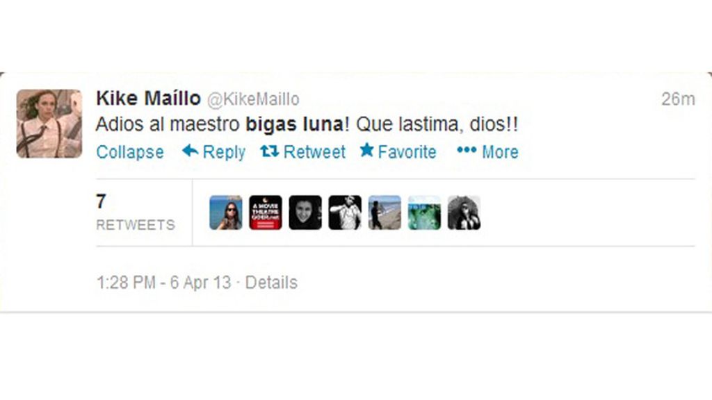 El mundo del cine homenajea a Bigas Luna en Twitter