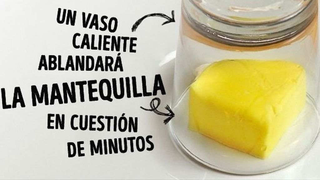 Un vaso tibio ayuda a ablandar la mantequilla dura