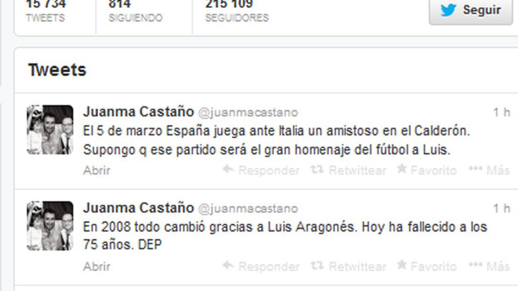 Triste adiós a Aragonés en Twitter