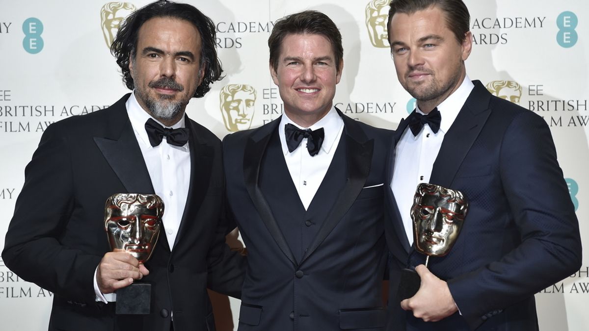 Alejandro G. Iñárritu, Tom Cruise y Leonardo Di Caprio en los BAFTA 2016