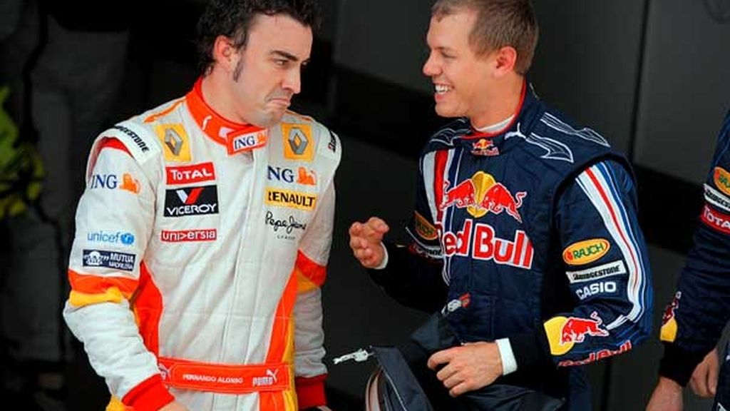 Celebración de Alonso y Vettel