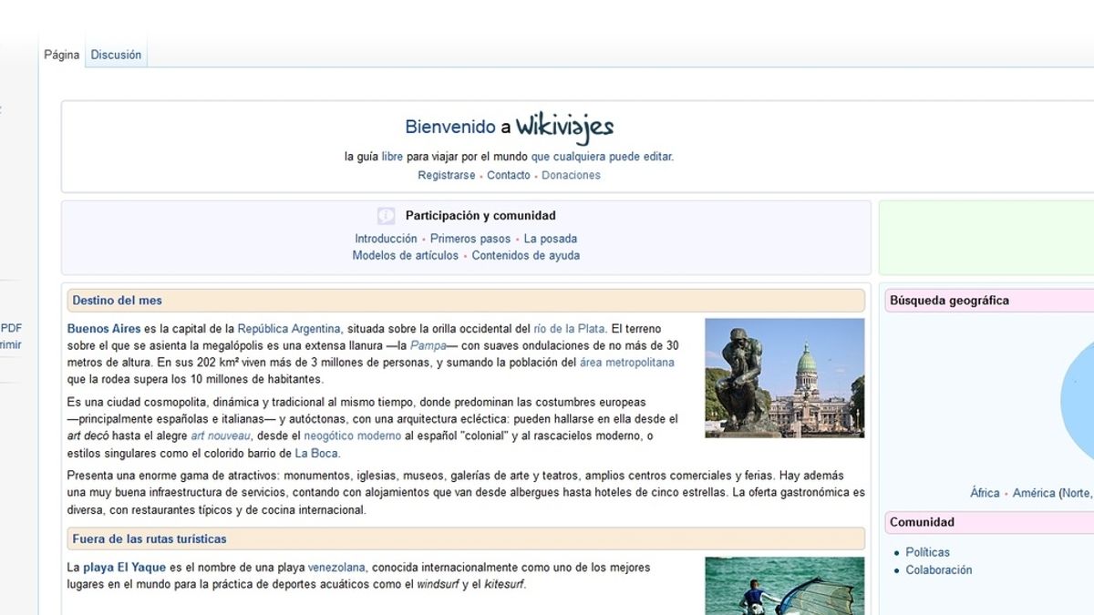 Página principal de Wikiviajes
