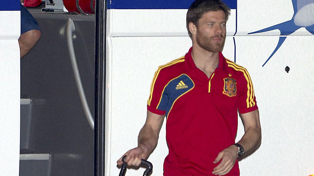 Xabi Alonso durante la fiesta de la Selección Española