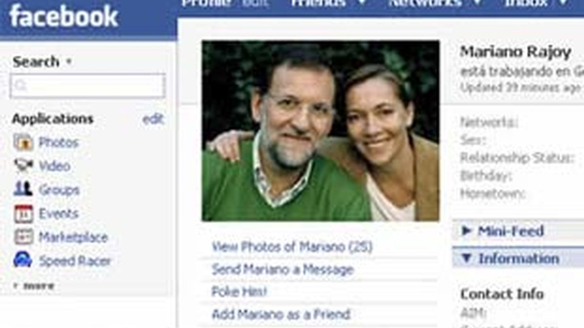 El perfil del presidente del PP, Mariano Rajoy, en la red social Facebook.