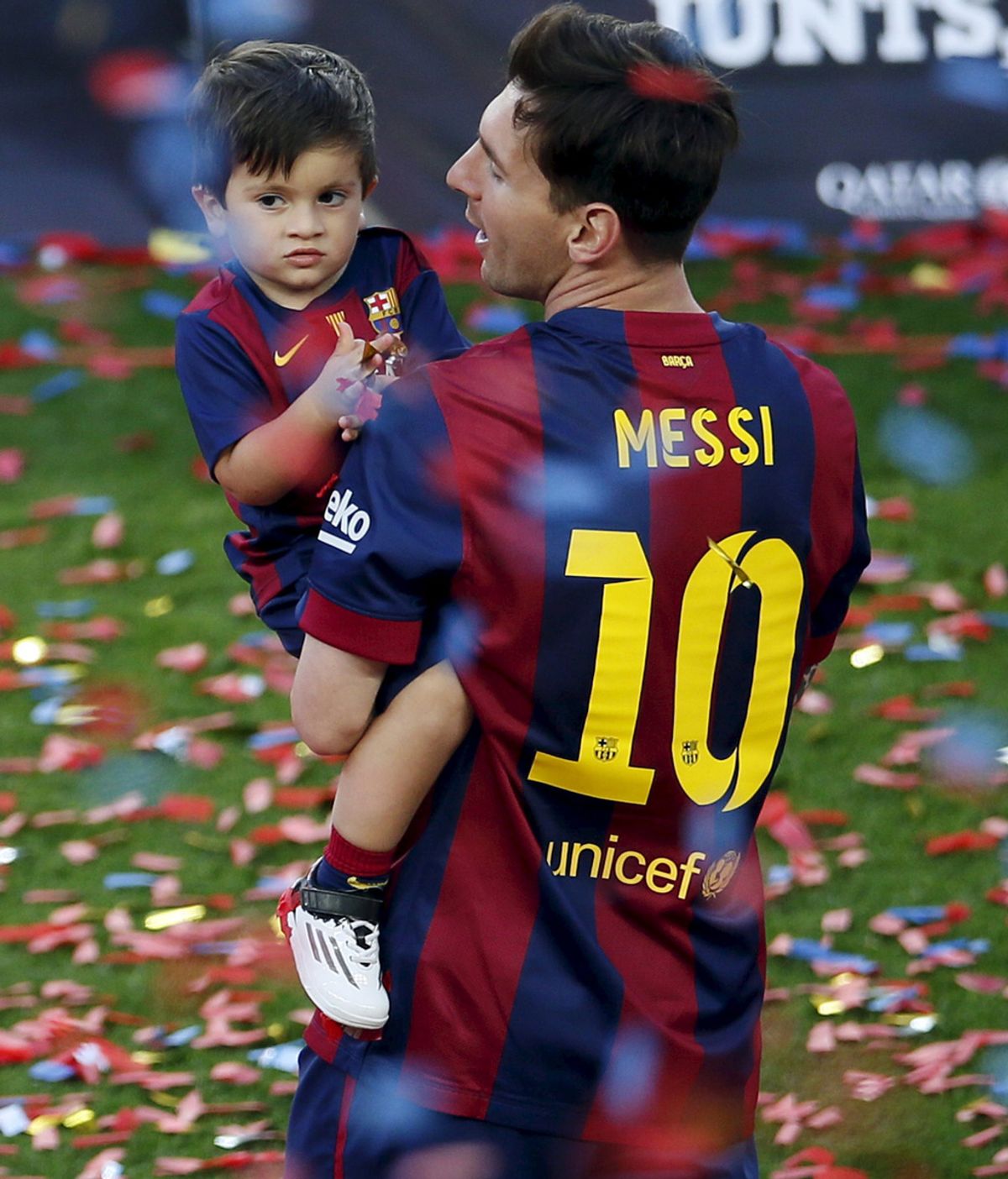 Leo Messi con su hijo Thiago