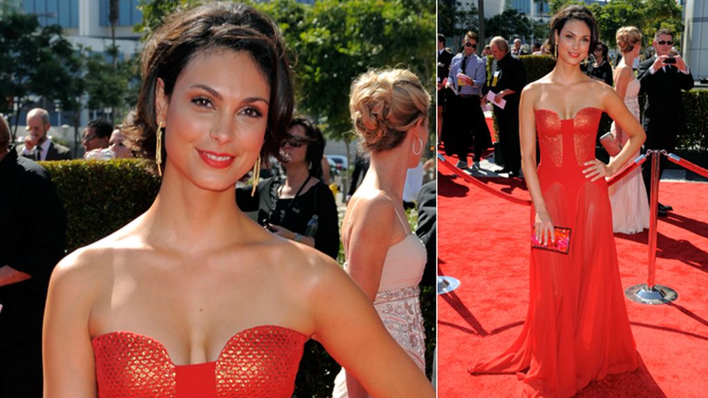 La brasileña Morena Baccarin, en rojo y oro