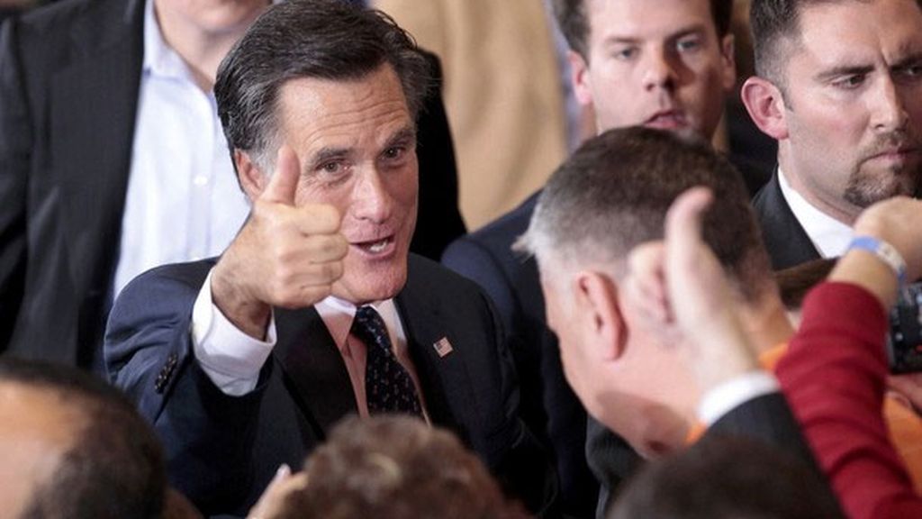 Mitt Romney celebra su victoria en Michigan
