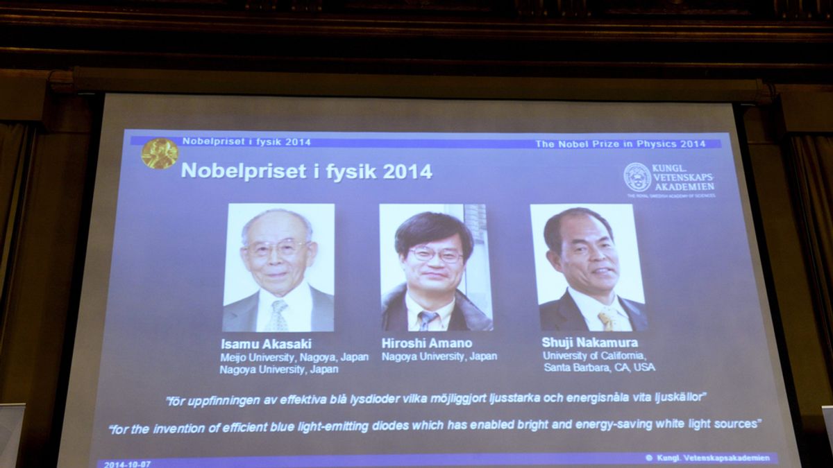 Isamu Akasaki, Hiroshi Amano y Shuji Nakamura, premio Nobel de Física