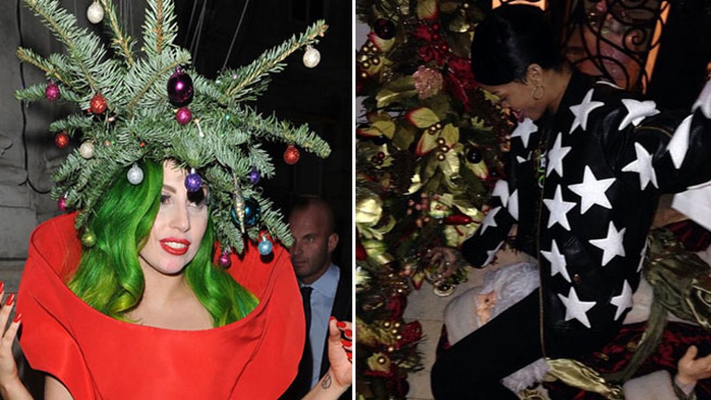 Lady Gaga prefiere vestirse ella de árbol y Rihanna 'seduce' a Santa Claus