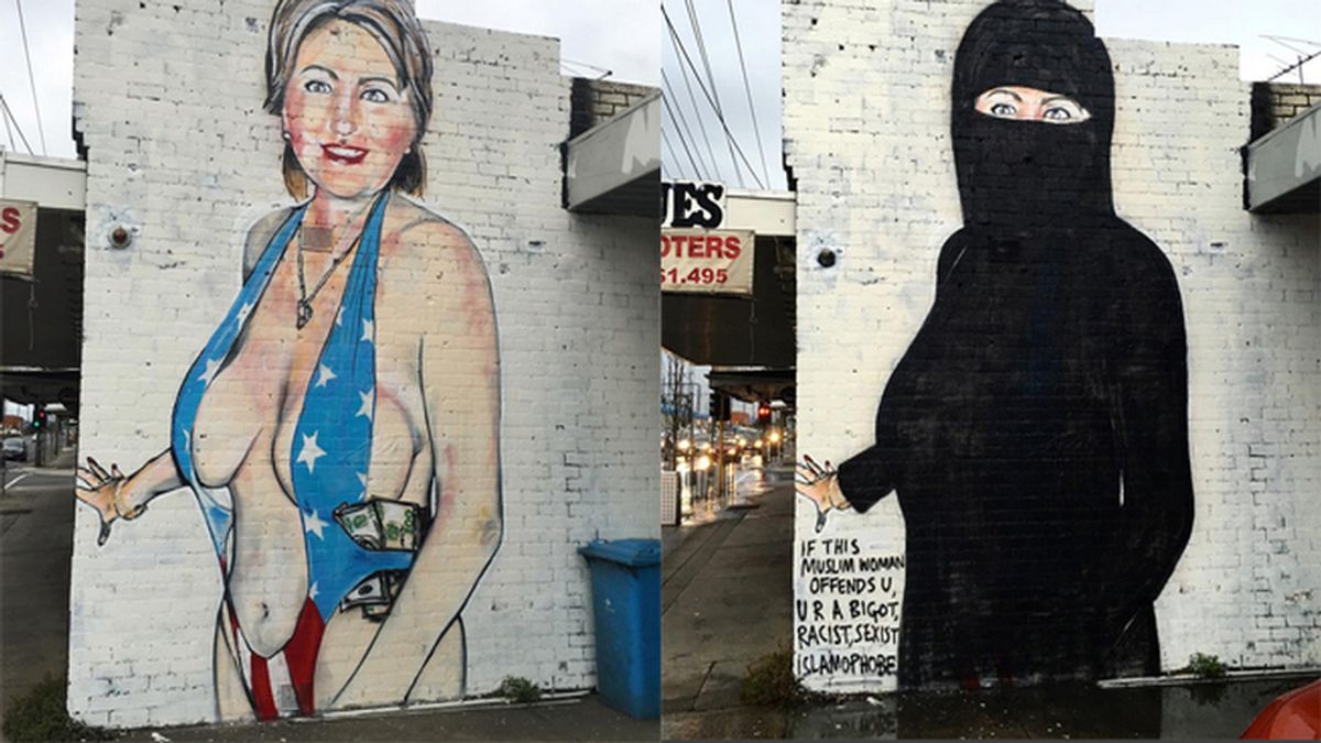 Hillary Clinton: con burka y semidesnuda