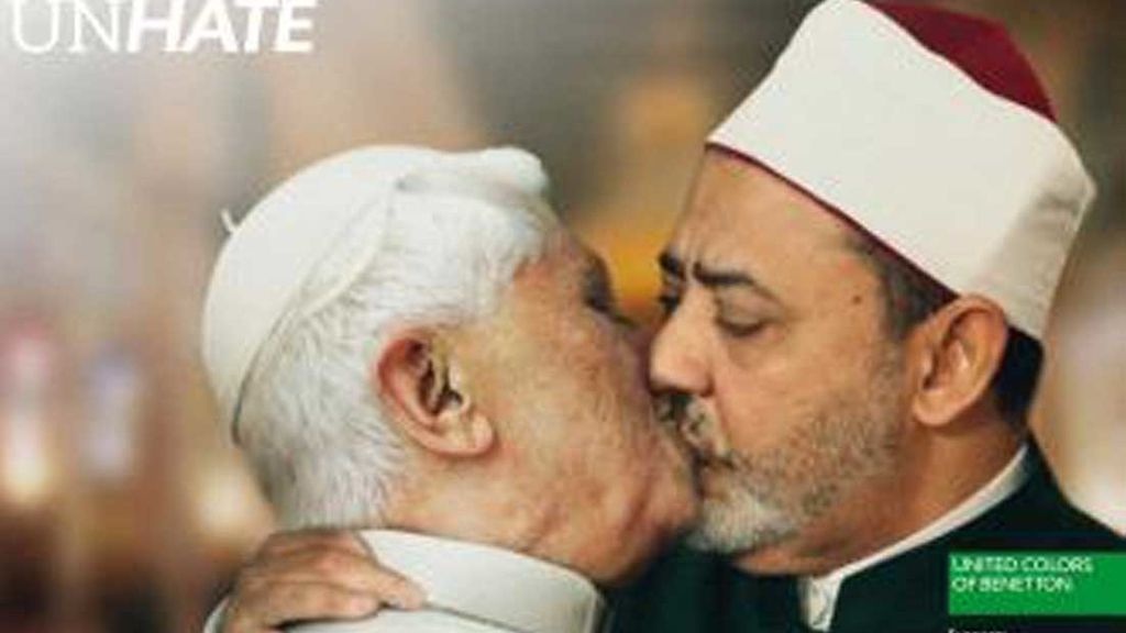 Benetton retira el montaje del beso entre el Benedicto XVI y el imán Ahmed el Tayyeb