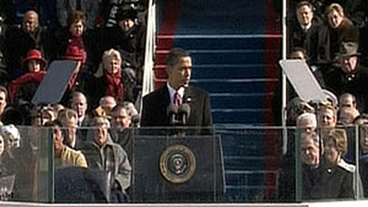Obama, durante el discurso que ha pronunciado. Foto: Informativos Telecinco. Obama, durante el discurso que ha pronunciado. Foto: Informativos Telecinco.