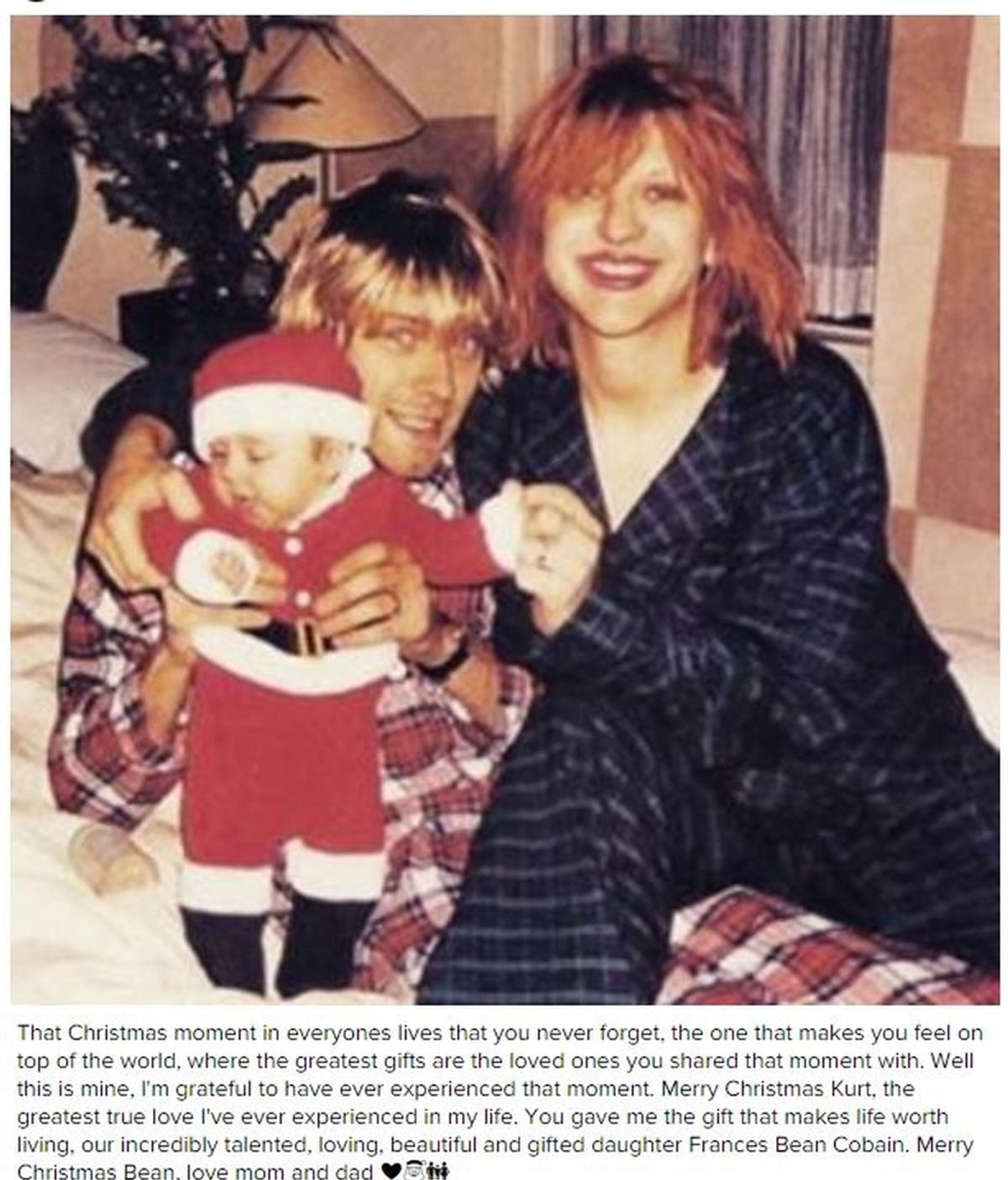Courtney Love recuerda la Navidad con Kurt Cobain en Instagram