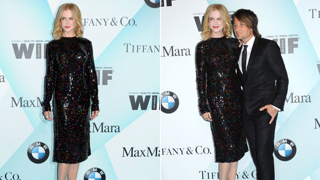 Nicole Kidman acudió con su marido con un vestido de lentejuelas negro