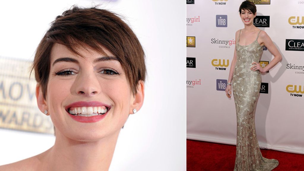 Una radiante Anne Hathaway eligió un vestido espectacular para la gala