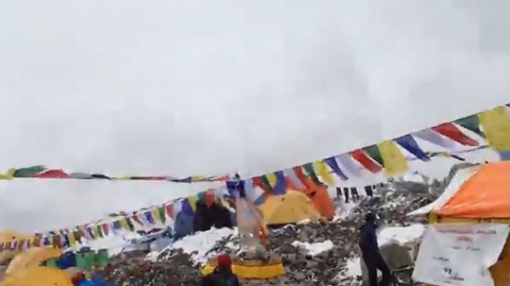 Momentos antes de la avalancha en Nepal