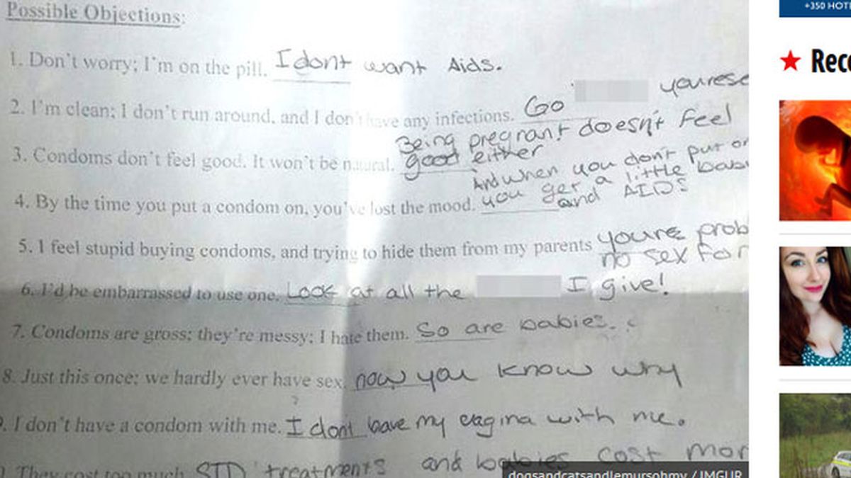 Suspenden a una adolescente tras su grosera respuesta en un examen de educación sexual
