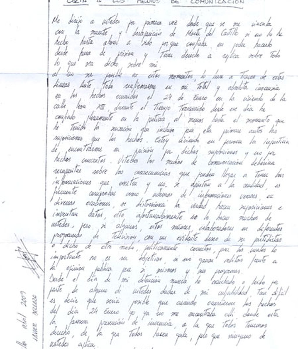 CARTA DESDE LA CÁRCEL I