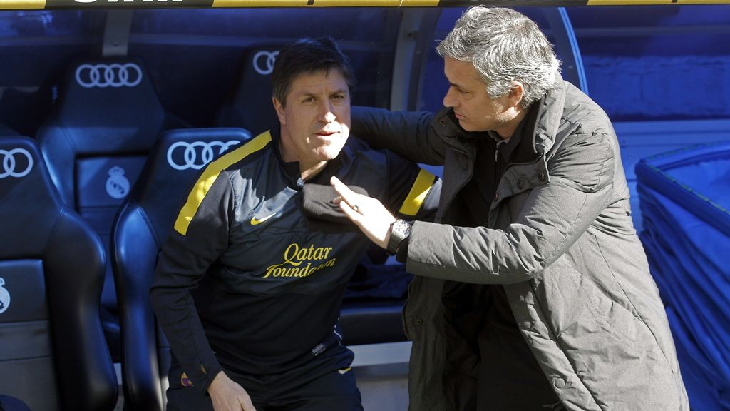 Saludo entre Mourinho y Roura