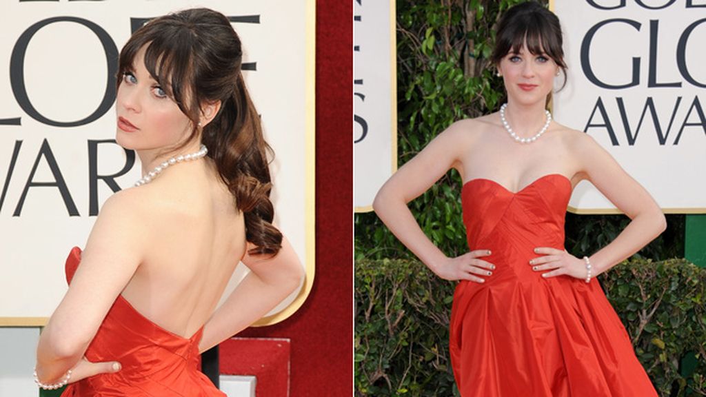 Zooey Deschannel, correcta como siempre pero arriesgando con su escote