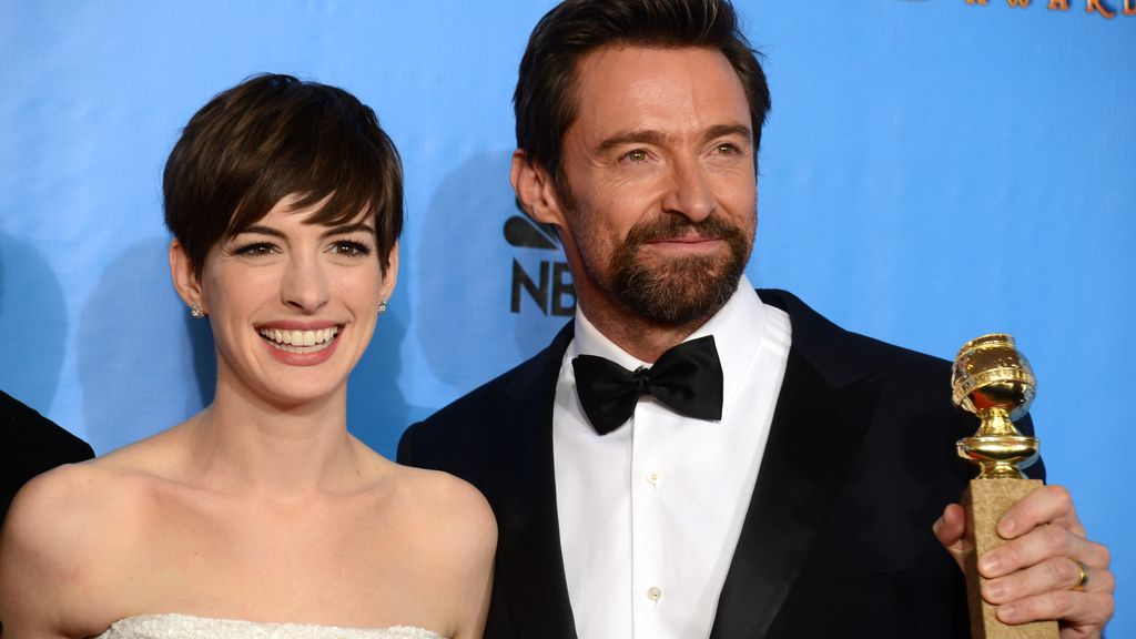 Anne Hathaway, Mejor actriz de reparto y Hugh Jackman, Mejor actor de musical