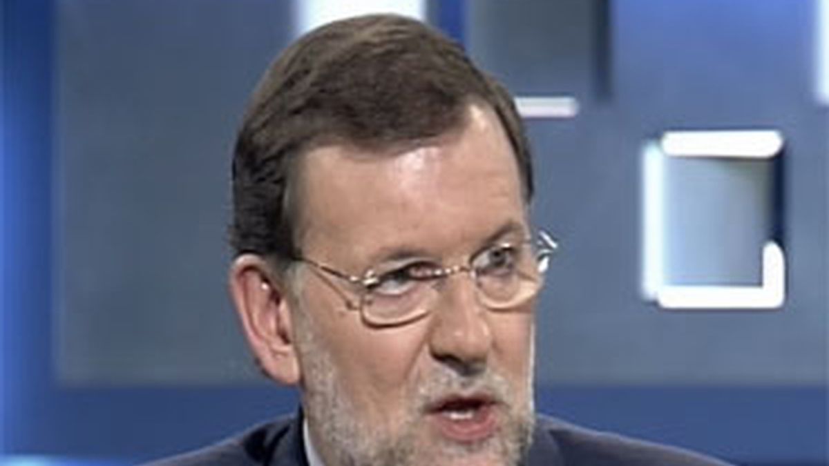 Mariano Rajoy en un momento de la entrevista en Telecinco. Foto: Telecinco