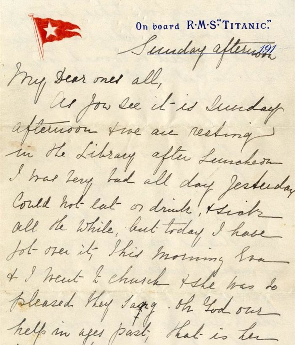 Subastan una carta escrita por una pasajera del Titanic, unas horas antes de que se hundiera