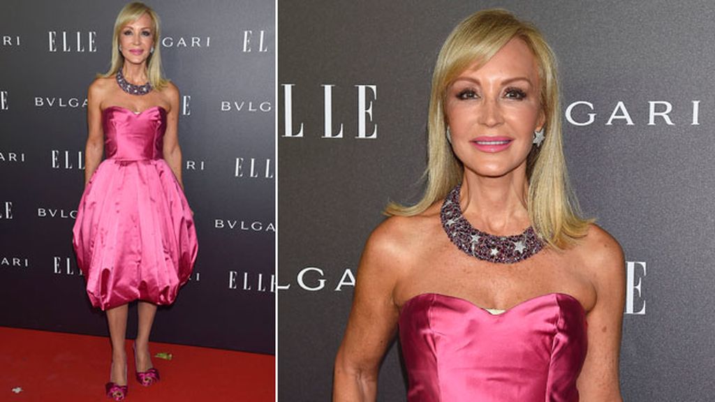 Carmen Lomana, con un palabra de honor rosa de Prada