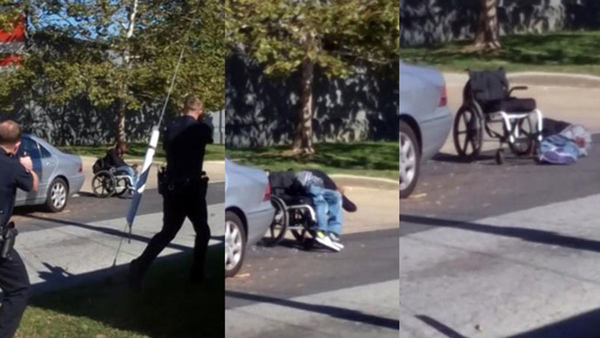 abuso policial EEUU,violencia policial EEUU,policía mata discapacitado,hombre desarmado silla de ruedas,