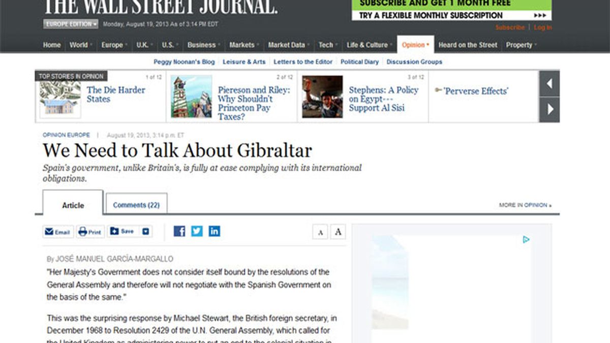 Artículo de García-Margallo en The Wall Street Journal