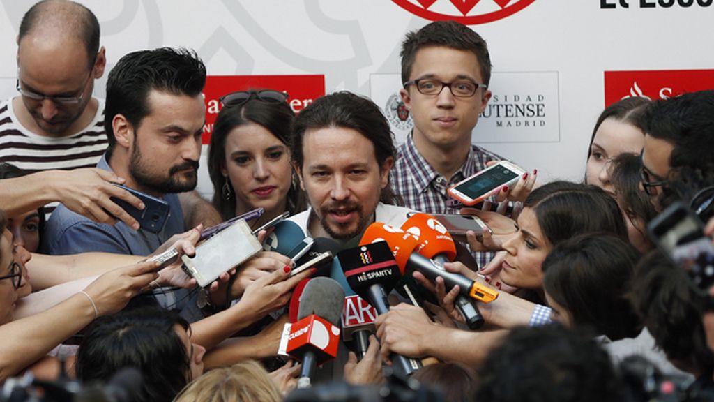 Pablo Iglesias, Íñigo Errejón e Irene Montero en los curso de verano de la Universidad Complutense