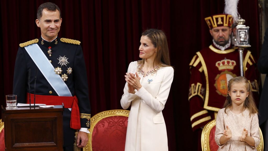 El rey Felipe VI, la reina Letizia y la princesa Leonor