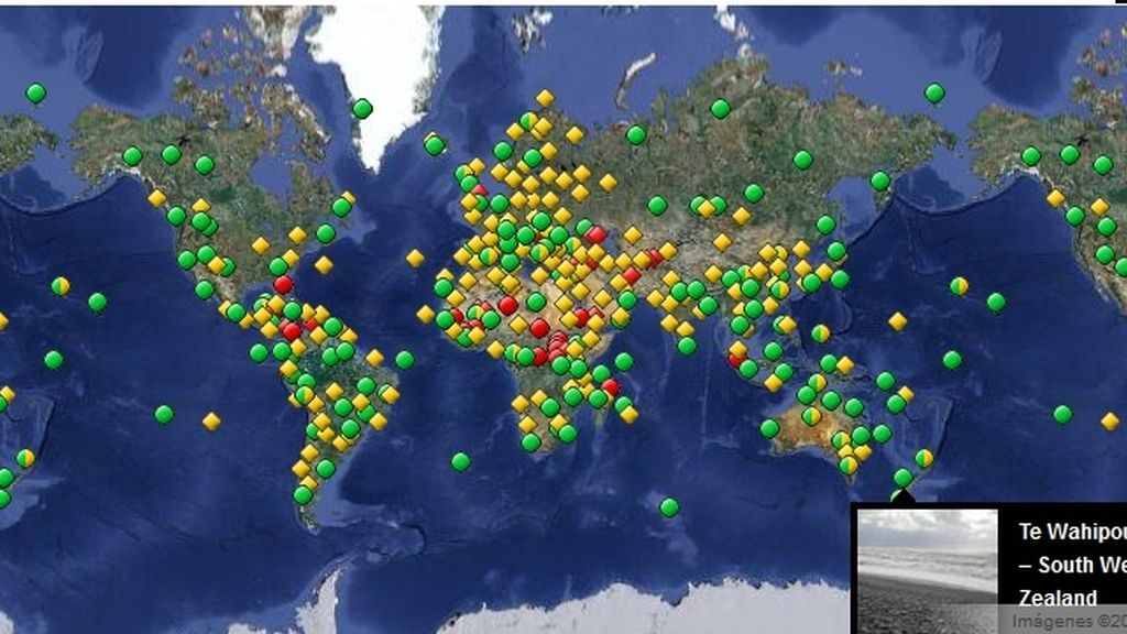 El mapa con los localizadores de los 962 lugares patrimonio de la humanidad de la Unesco