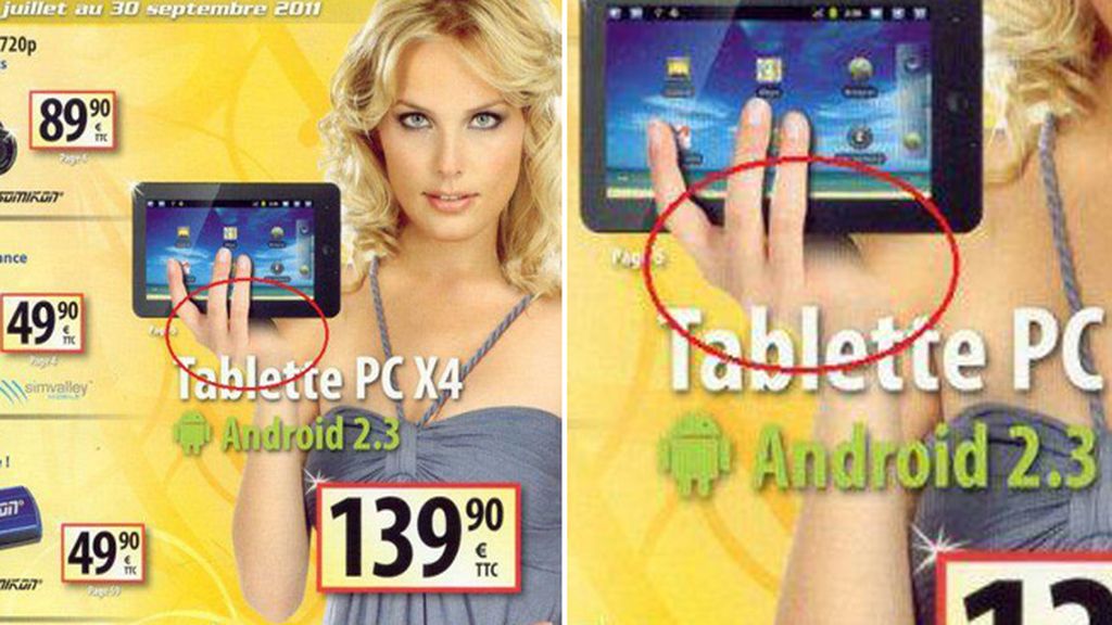 Una tablet y solo tres dedos para sujetarla