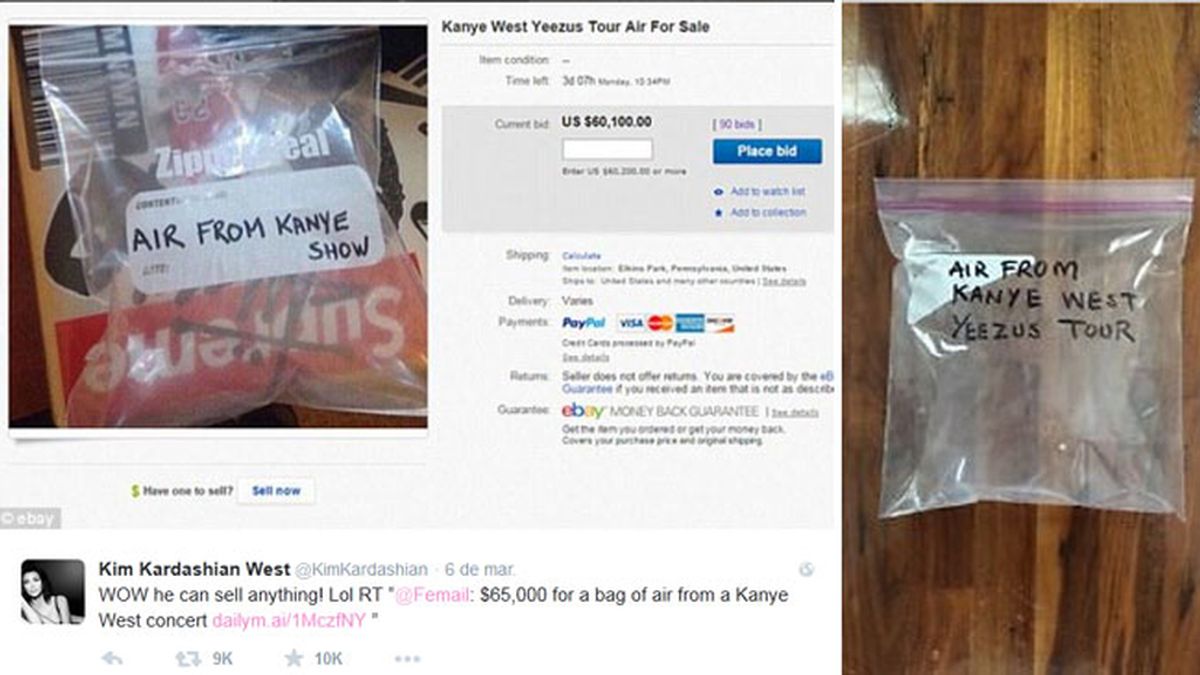 Aire de un concierto de Kanye West, a la venta por más de 55.000 euros