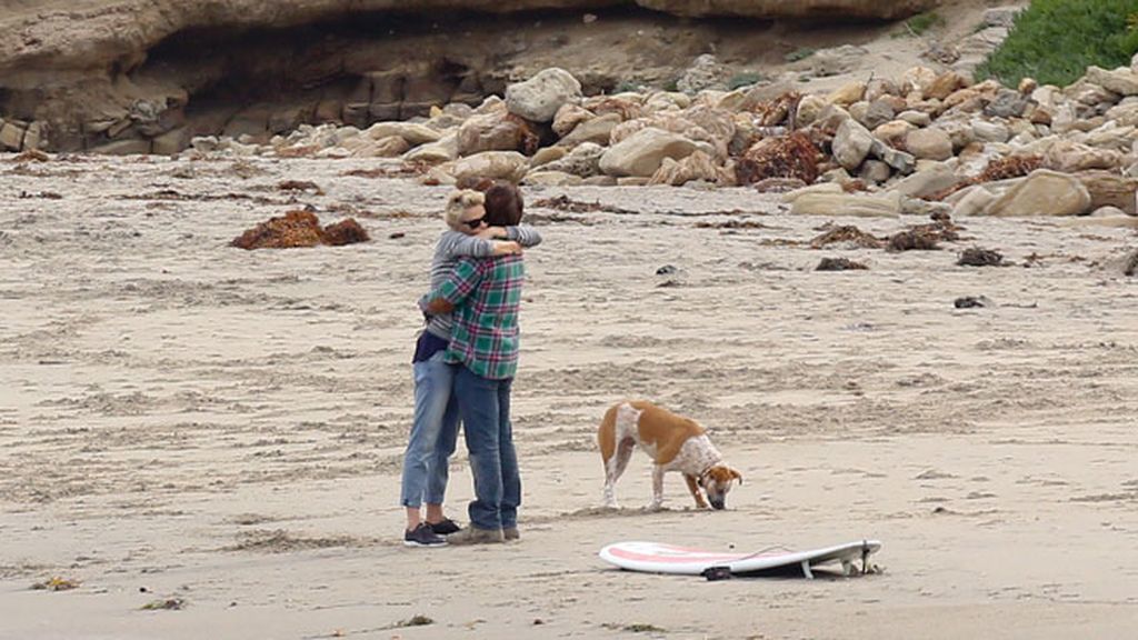 Besos y abrazos en la playa... la viva imagen de la felicidad