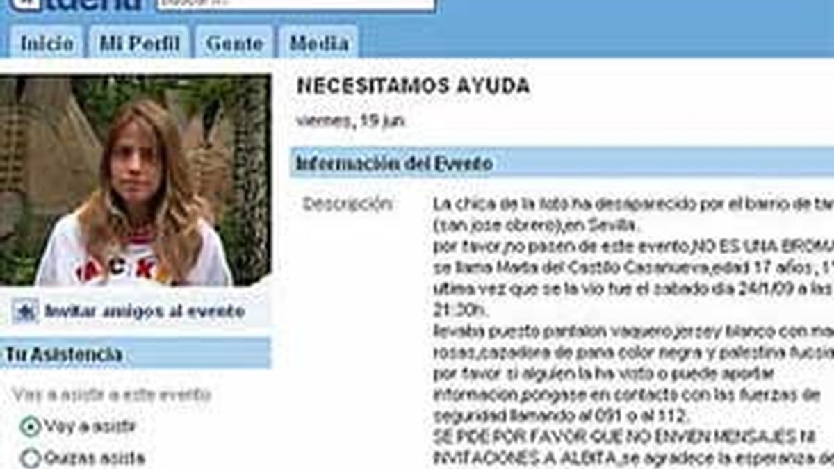 Los perfiles de Marta del Castillo y el del menor implicado en la desaparición de la menor fueron eliminados de Tuenti. Foto: Informativos Telecinco