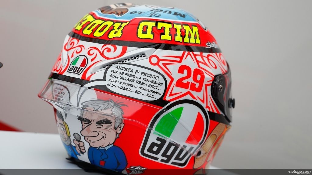 Detalle del casco de Andrea Iannone