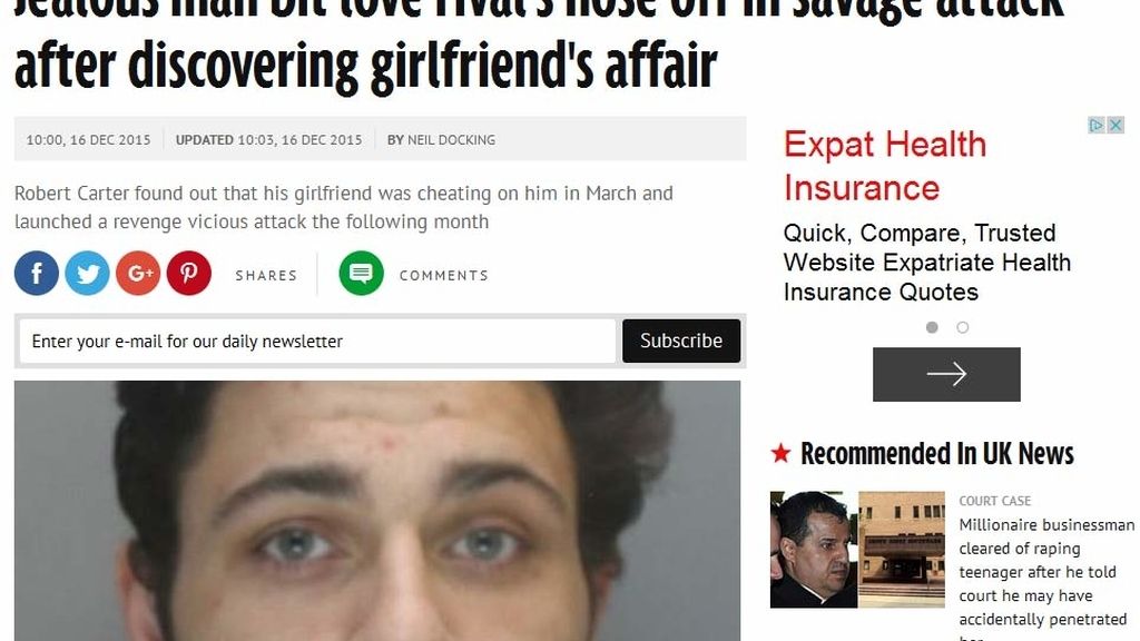Muerde en la nariz al amante de su novia Muerde en la nariz al amante de su novia