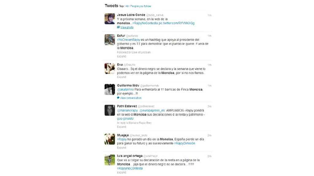 La Moncloa y su web, Trending Topic