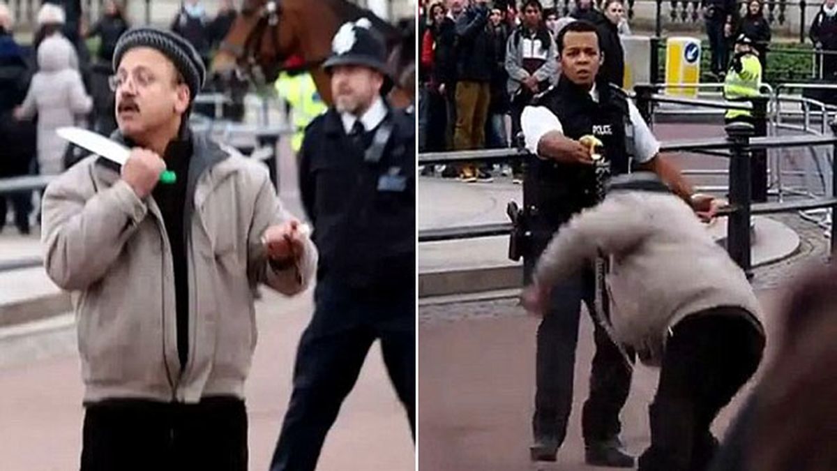 Un hombre armado con dos cuchillos es reducido por la policía británica con una Taser